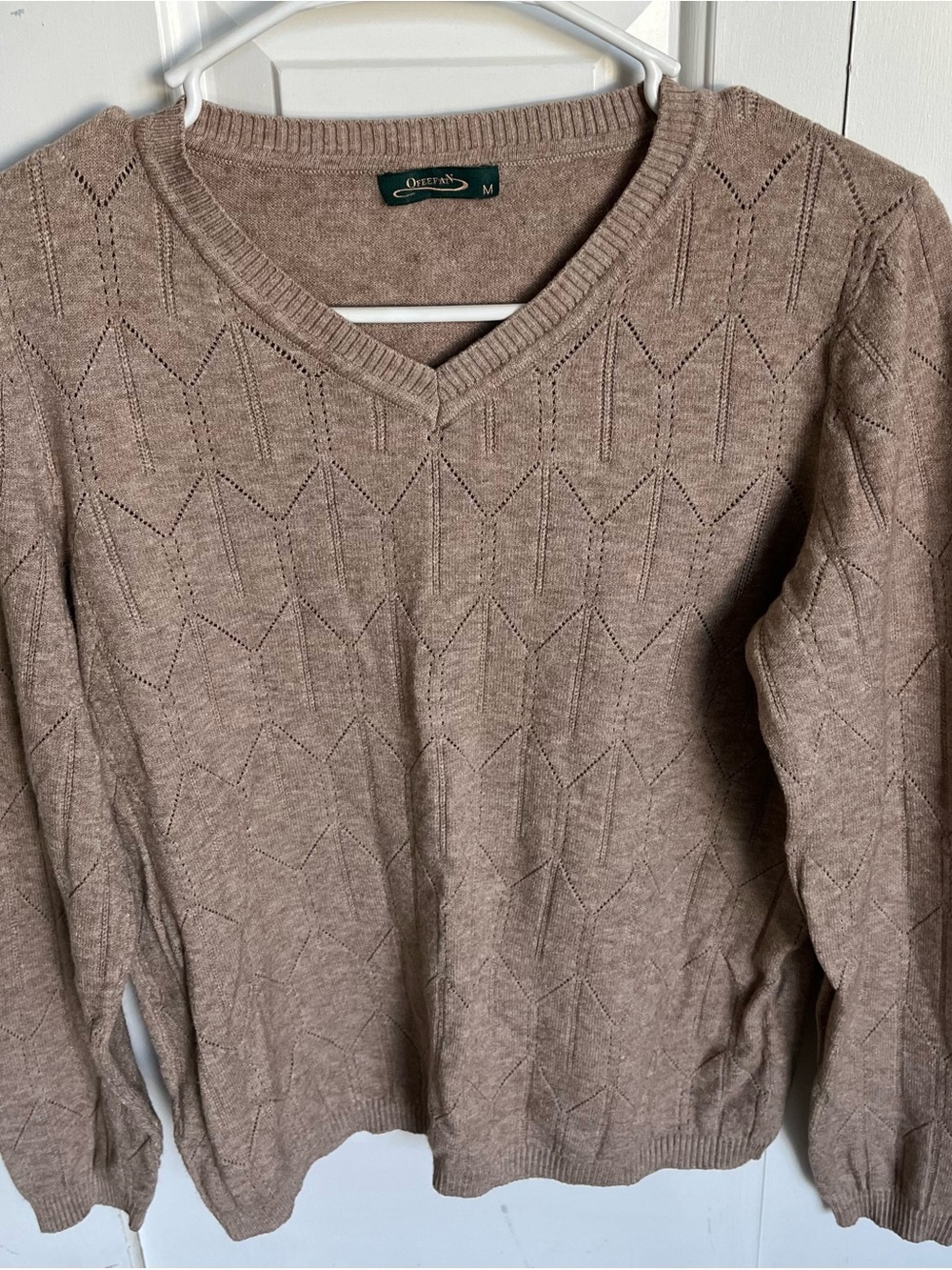 Ofeefan light brown v neck women’s sweater